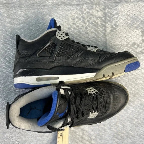 Men's Nike Air Jordan Retro 4 'Motorsport Alternate' 308497-006 Black Blue Sz 10 - Picture 7 of 12